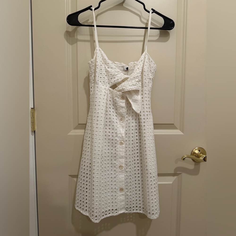 Vitamin A swim short white eyelet button down tie mini summer vacation dress